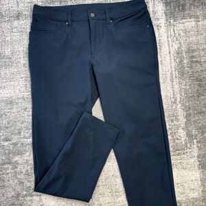 Lululemon ABC 5 Pocket Pants Mens 33 Navy Blue Classic Warpstreme Commute Tech